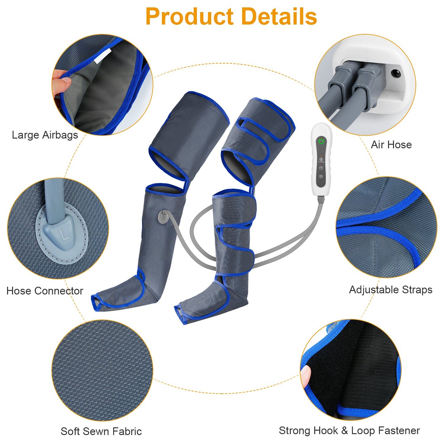 Leg Massager Air Compression Calf Feet Thigh Foot Massage Wraps Muscle Pain Relief Blood Circulation
