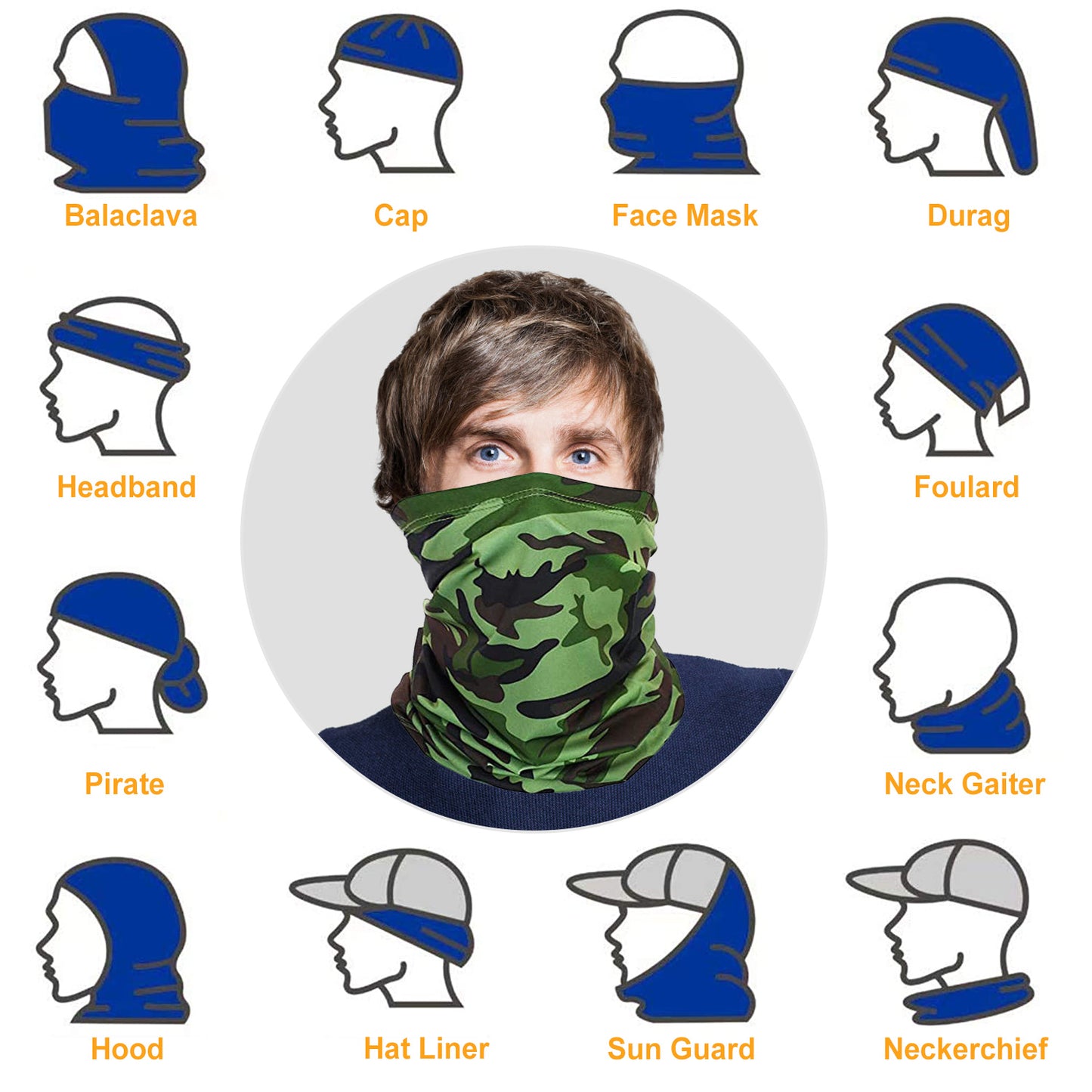 Set of 6 Summer Neck Gaiter UV Sunscreen Protection Face Mask Scarf Breathable Cooling Shield Coverings For Cycling