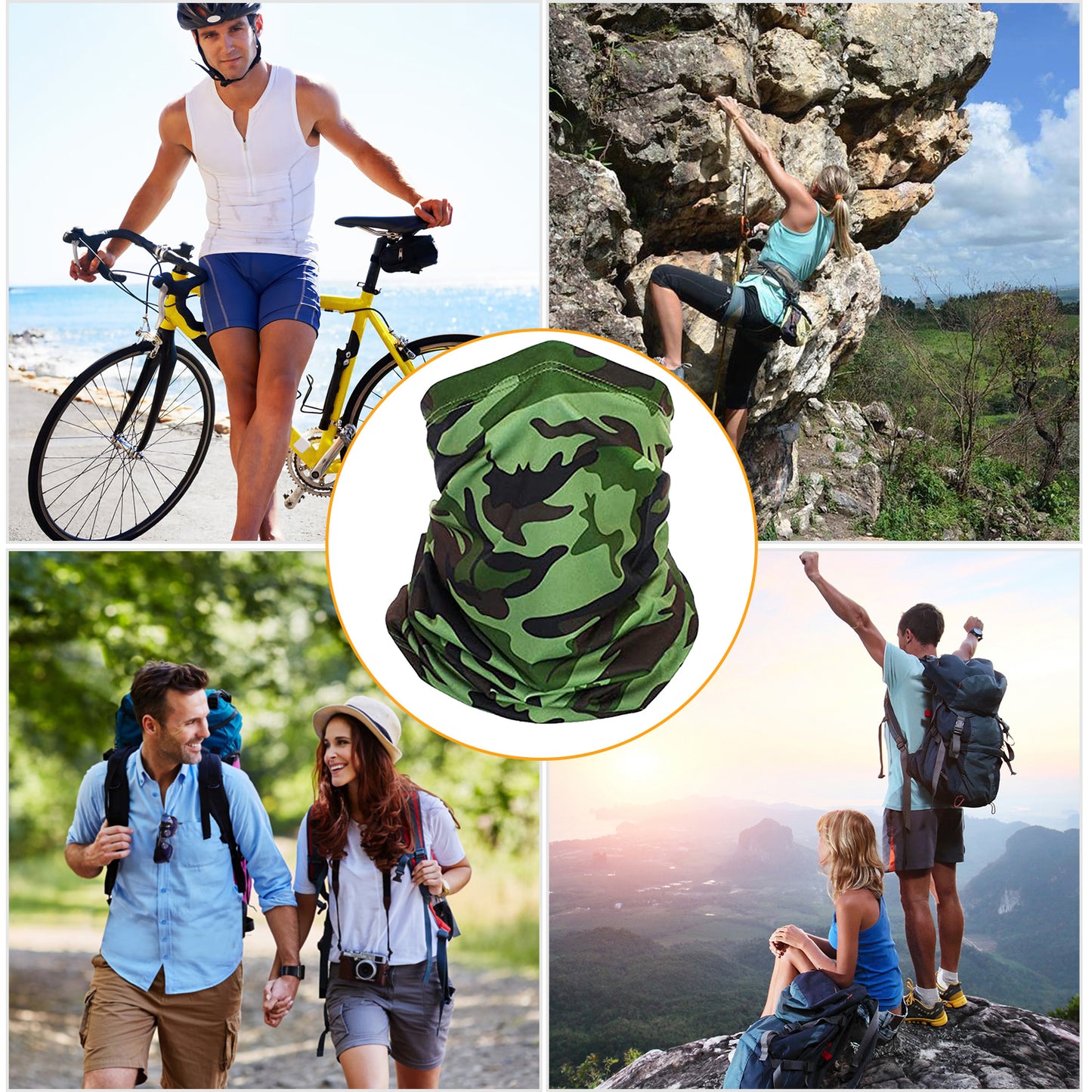 Set of 6 Summer Neck Gaiter UV Sunscreen Protection Face Mask Scarf Breathable Cooling Shield Coverings For Cycling