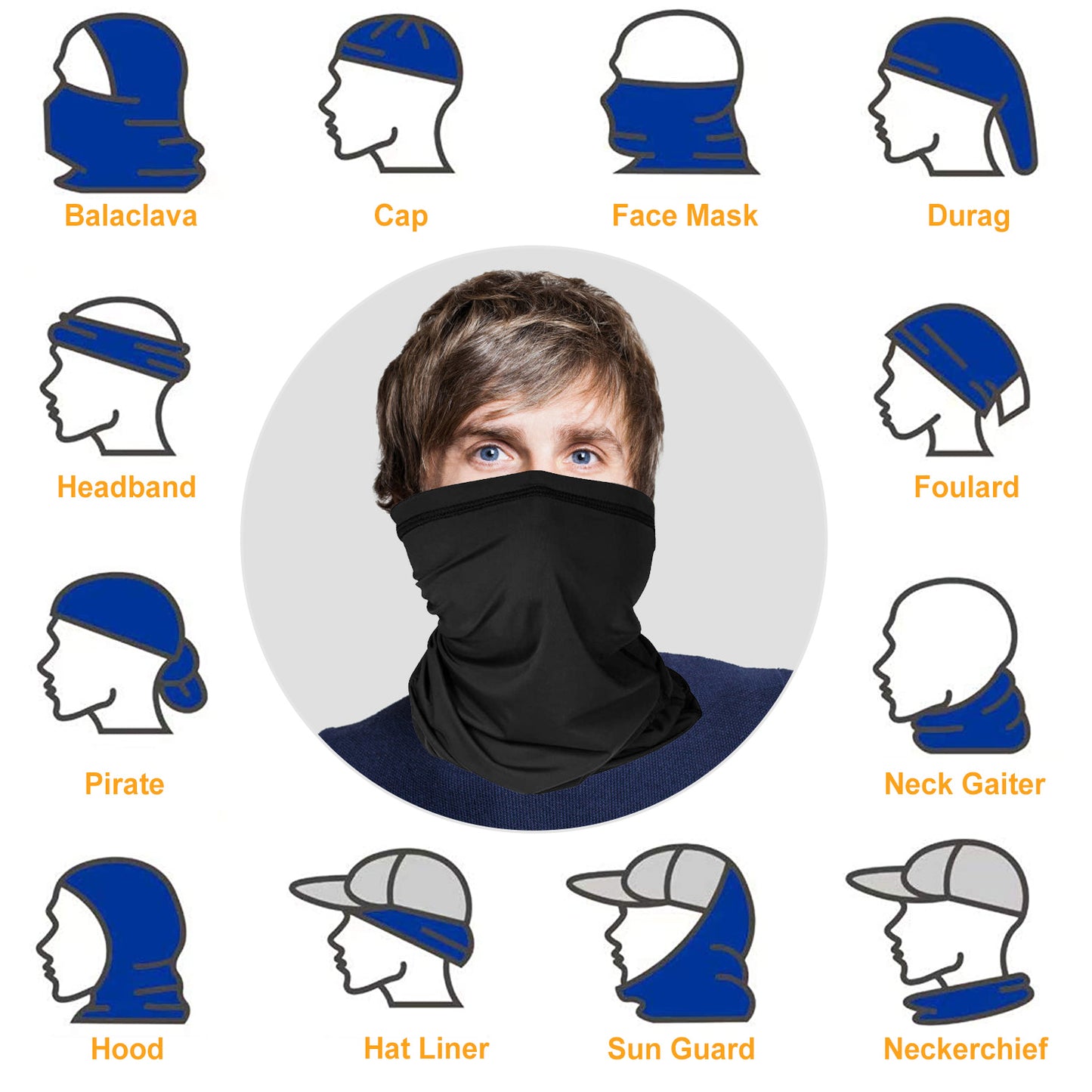 6Pcs Summer Neck Gaiter UV Sunscreen Protection Face Mask Scarf Breathable Cooling Shield Coverings For Cycling Hiking Fishing Running Motor