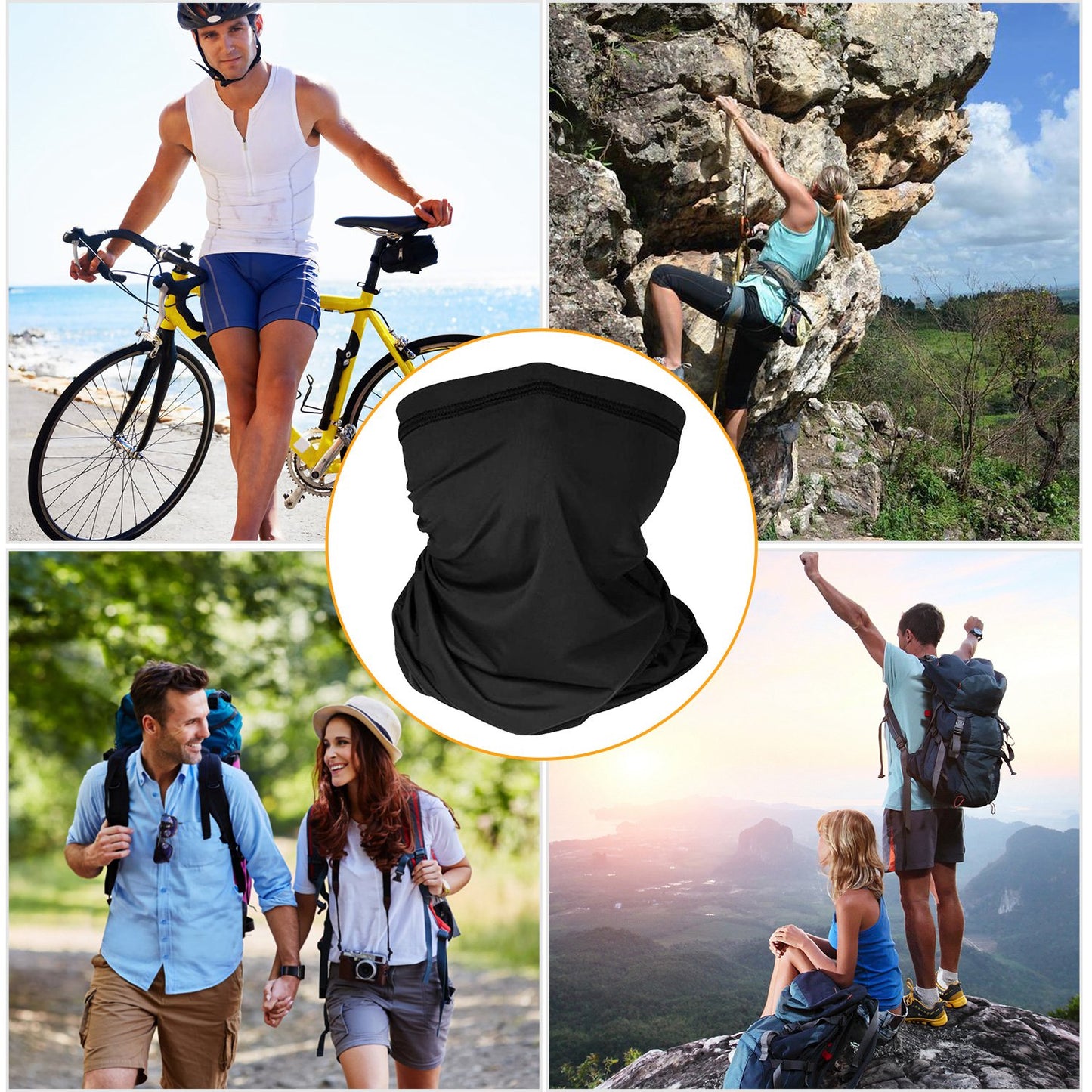 6Pcs Summer Neck Gaiter UV Sunscreen Protection Face Mask Scarf Breathable Cooling Shield Coverings For Cycling Hiking Fishing Running Motor