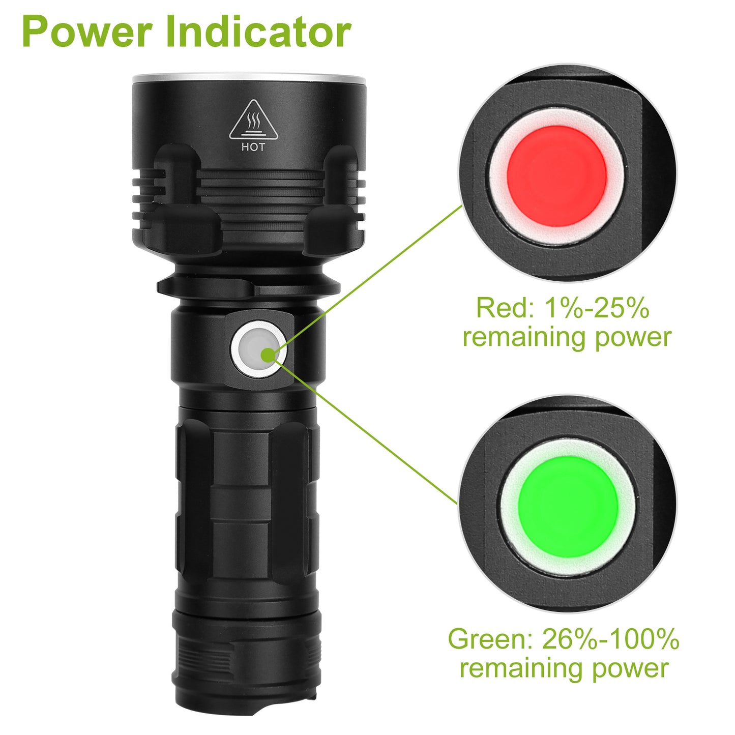 50000LM LED Flashlight Rechargeable Torch with 3 Lighting Modes