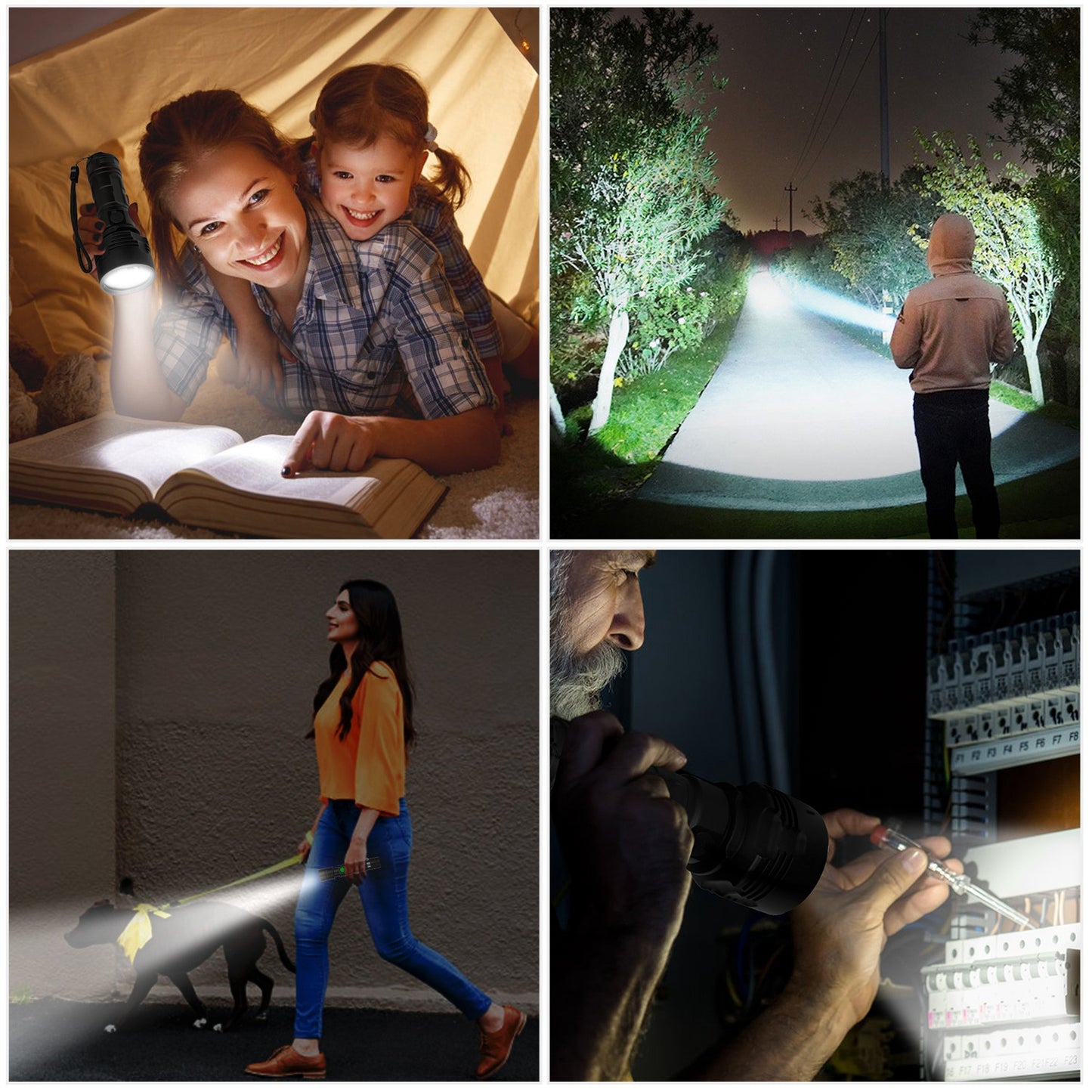 50000LM LED Flashlight Rechargeable Torch with 3 Lighting Modes
