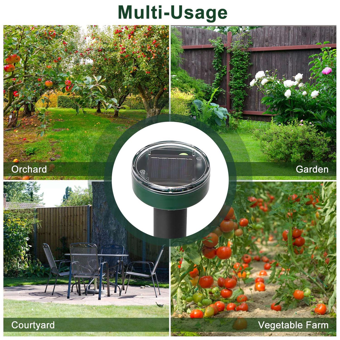 4Pcs Solar Powered Mole Repeller Sonic Gopher Stake Repellent Waterproof Outdoor For Farm Garden Yard Repelling Moles