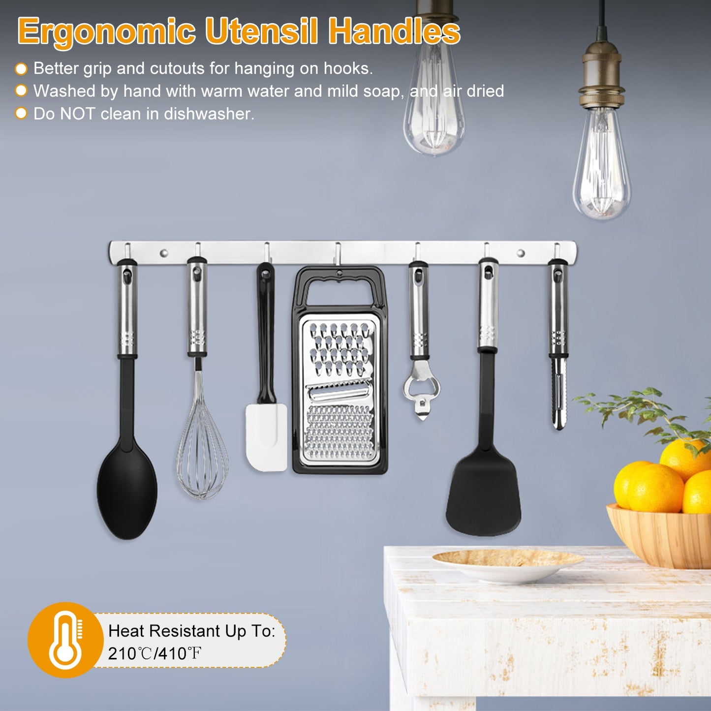 23Pcs Kitchen Utensil Set Stainless Steel Nylon Heat Resistant Cooking Utensil Tool Kit w/ Grater Scraper Tongs Whisk Can Bottle Opener Pizz
