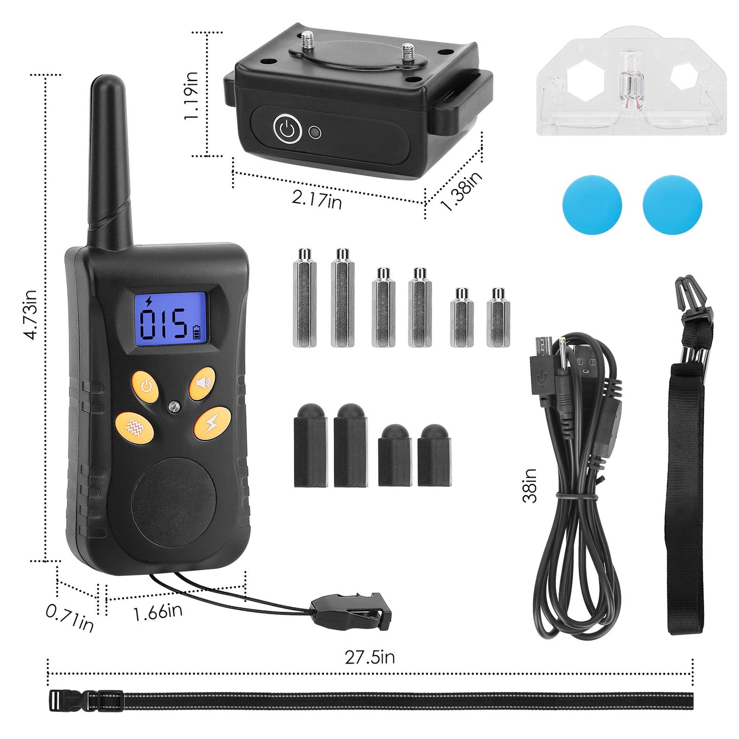 Dog Training Collar IPX7 Waterproof Pet Beep Vibration Electric Shock Collar Rechargeable Transmitter Receiver Trainer w/ Remote