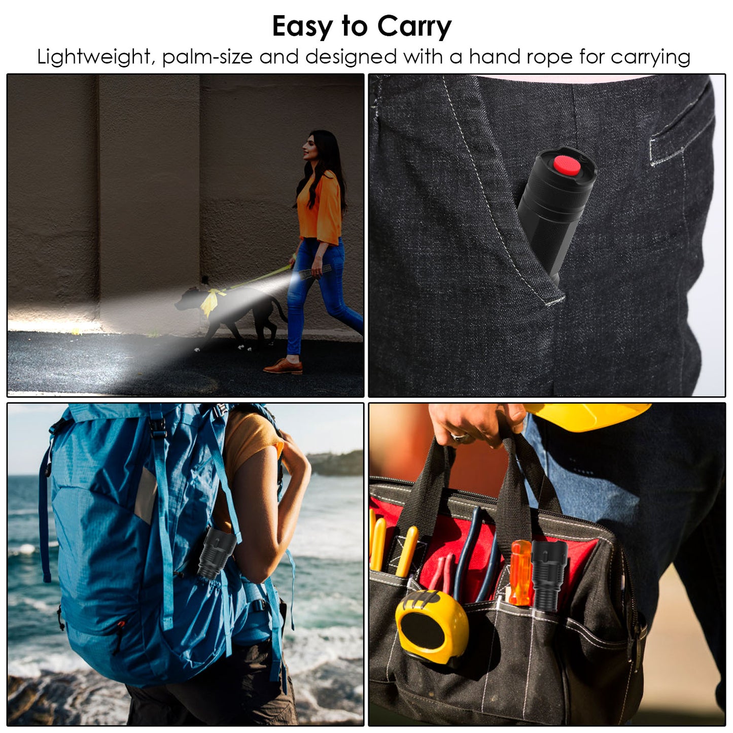 LED Rechargeable Flashlight Zoomable Flashlight Torch w/High Low Strobe Night Light For Night Walking Adventure Searching