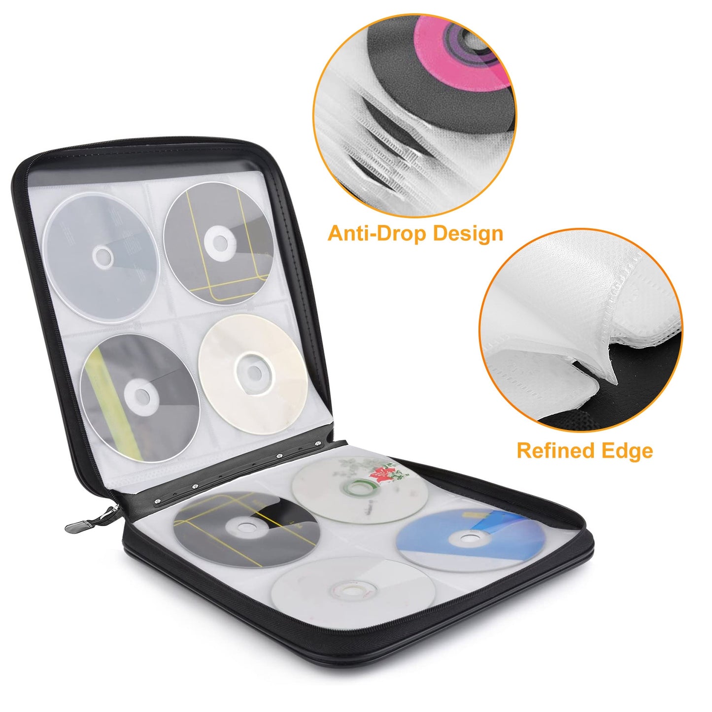 400 Discs CD Case CD DVD Storage Binder Sleeves Bag Portable Media Disk Wallet Album W/ Carrying Handle
