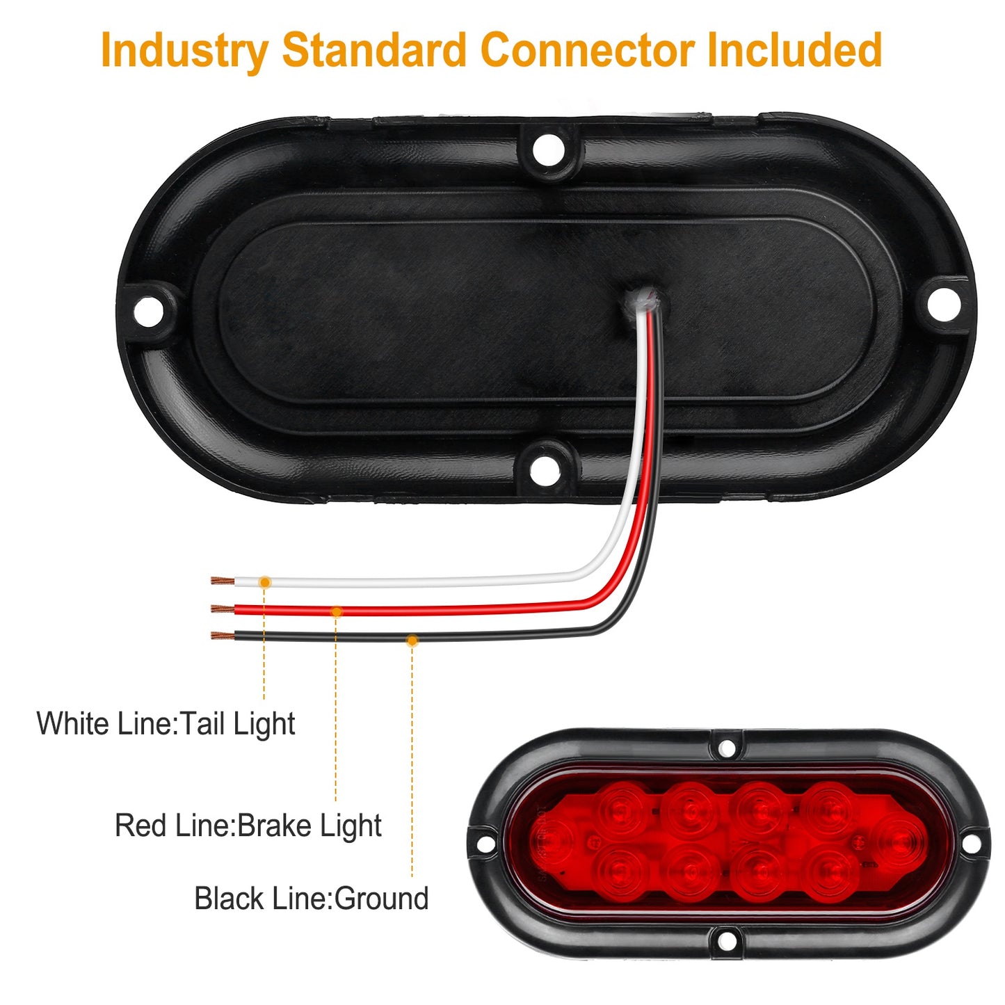 2Pcs Oval LED Brake Light 10LEDs Lamp Stop Turn Tail Light IP65 Waterproof Oval Red Trailer Tail Light for Trunk Jeep RV