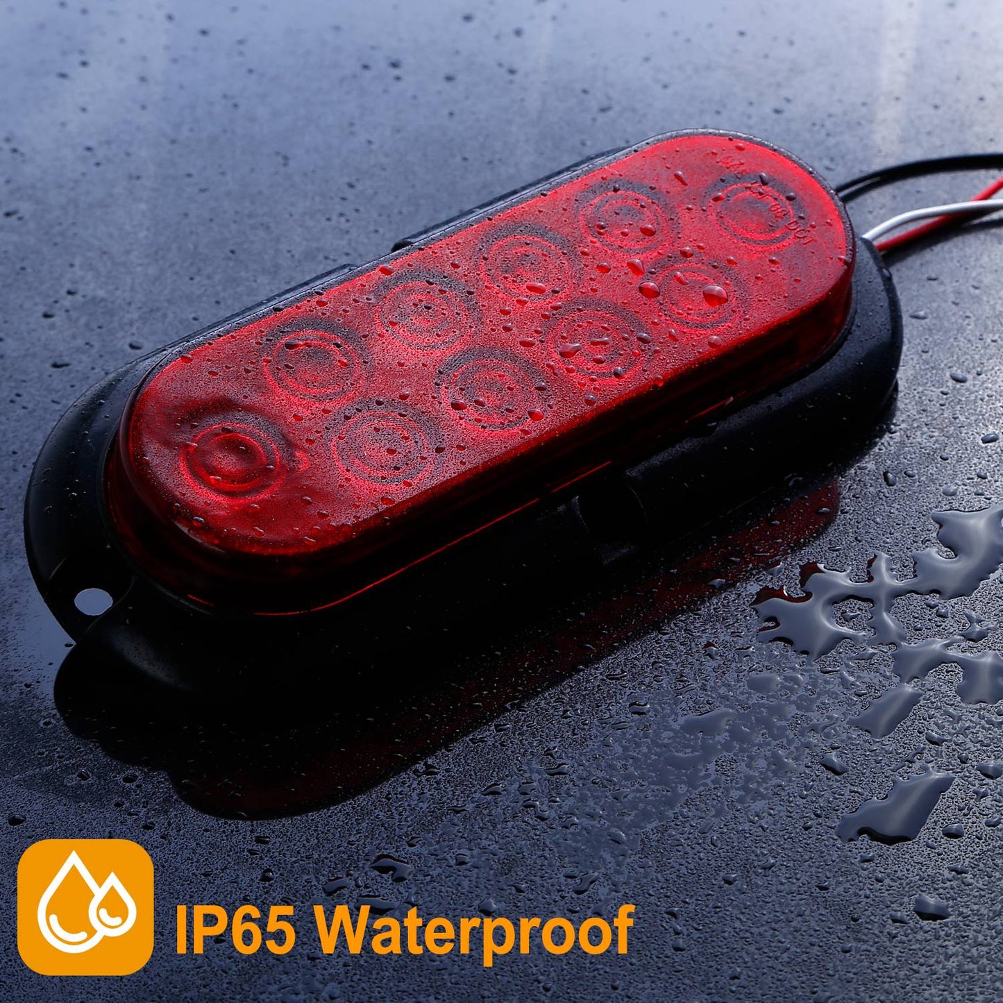 2Pcs Oval LED Brake Light 10LEDs Lamp Stop Turn Tail Light IP65 Waterproof Oval Red Trailer Tail Light for Trunk Jeep RV