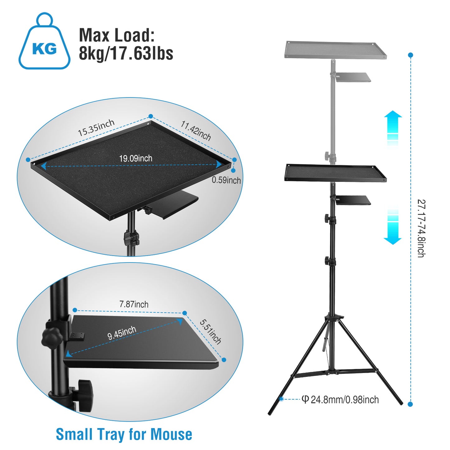 Laptop Projector Tripod Stand Adjustable Height Notebook Floor Stand Portable Computer DJ Equipment Holder Mount Elevator