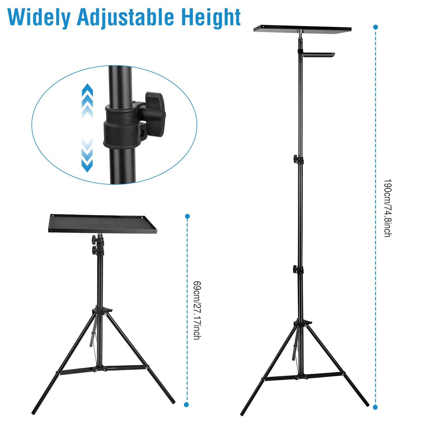 Laptop Projector Tripod Stand Adjustable Height Notebook Floor Stand Portable Computer DJ Equipment Holder Mount Elevator