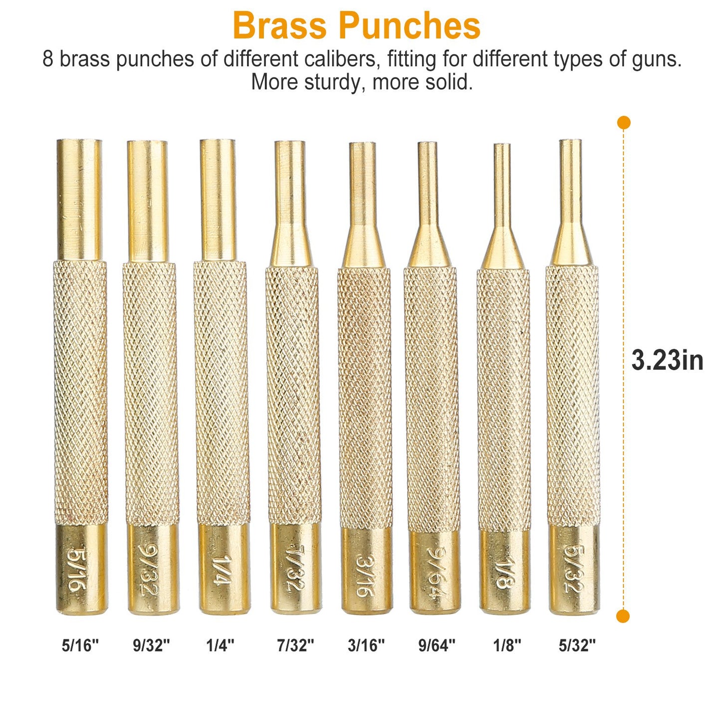 19Pcs Hammer Punch Set Drift Pin Punch Kit w/ Brass Chromium Punches for Gunsmithing Maintenance with Storage Box