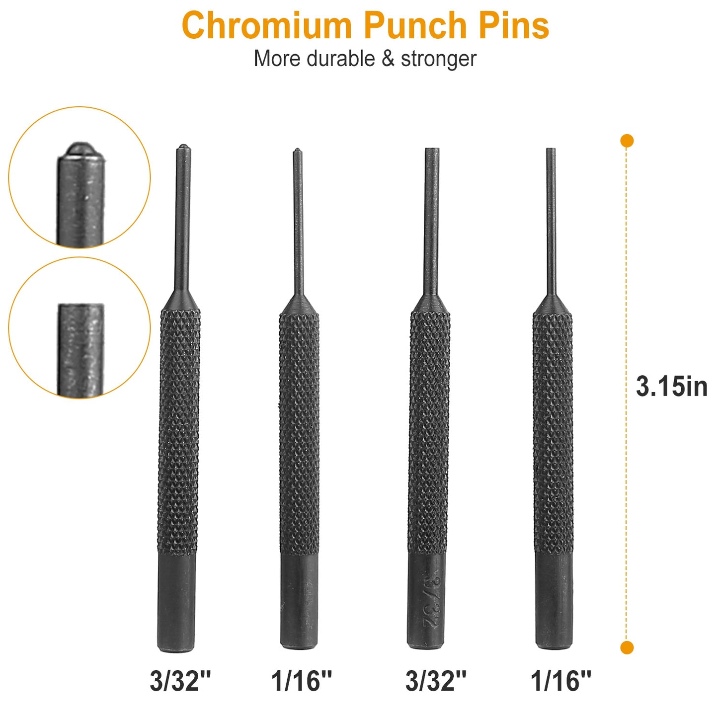19Pcs Hammer Punch Set Drift Pin Punch Kit w/ Brass Chromium Punches for Gunsmithing Maintenance with Storage Box