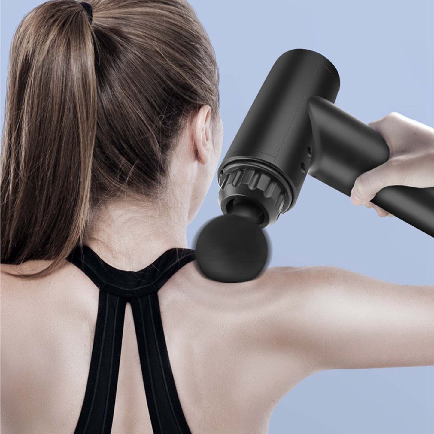 Percussion Massage Gun Rechargeable Deep Tissue Vibration Massager Handheld Leg Body Cordless Massager 4 Interchangeable Head 6 Intensity