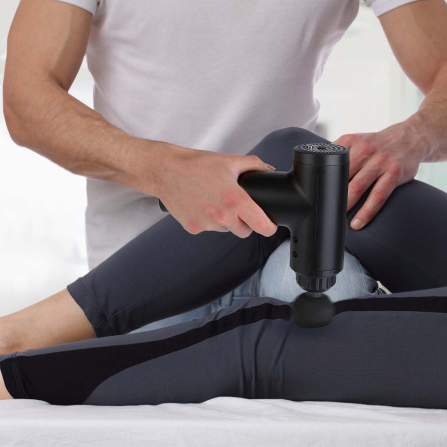 Percussion Massage Gun Rechargeable Deep Tissue Vibration Massager Handheld Leg Body Cordless Massager 4 Interchangeable Head 6 Intensity