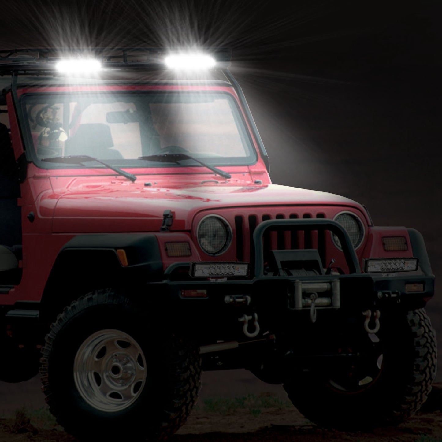 2Pcs LED White Light Bar 72W IPX4 Waterproof Work Light Pods Emergency Warning Light Bar w/ Flashing Cycling Lighting Mode for Car