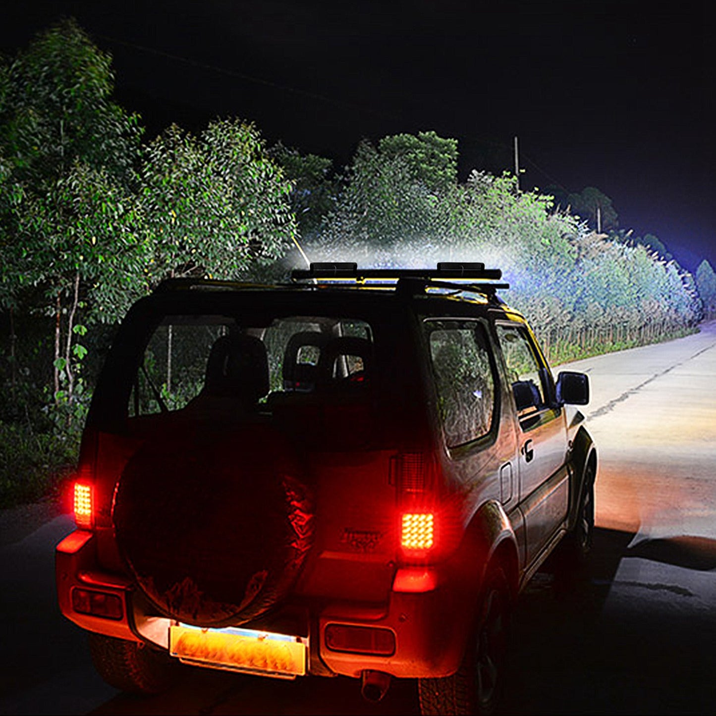 2Pcs LED White Light Bar 72W IPX4 Waterproof Work Light Pods Emergency Warning Light Bar w/ Flashing Cycling Lighting Mode for Car