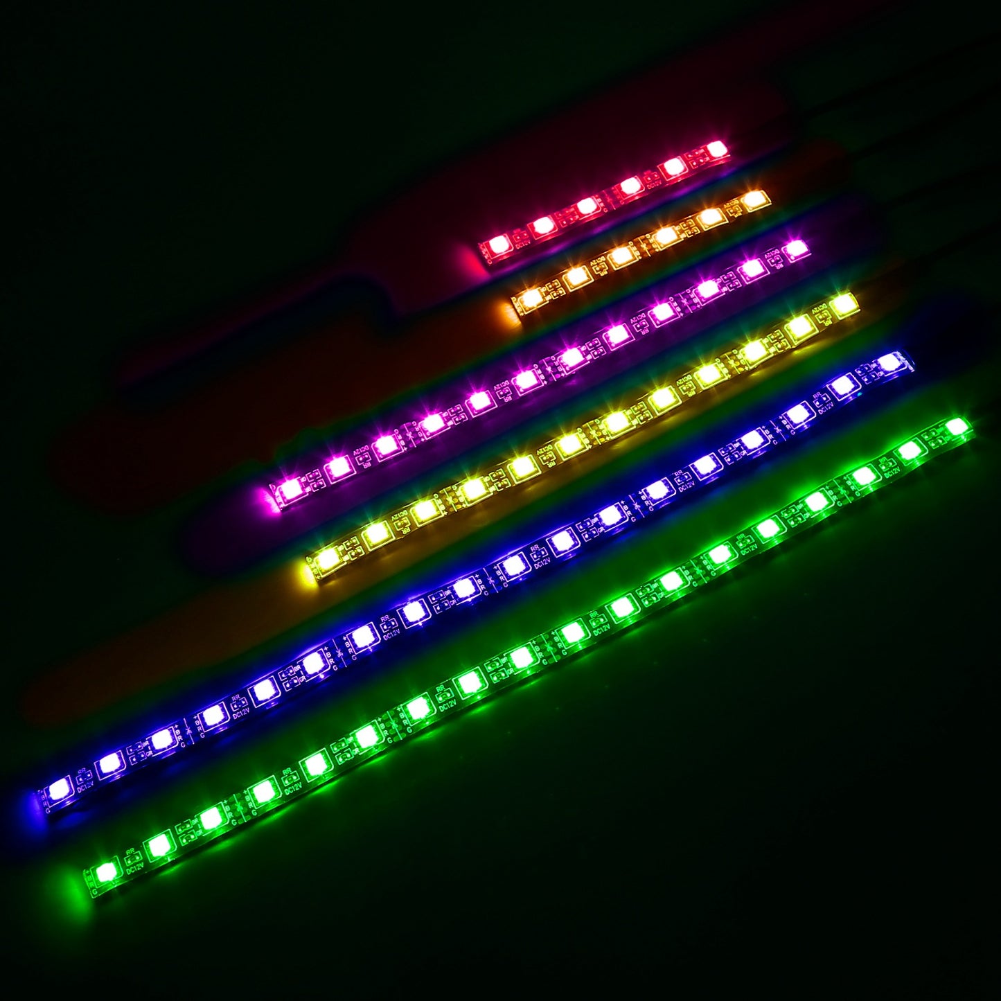6Pcs Motorcycle LED Light Strips Multi-Color Neon Light Kits Waterproof DC 12V RGB Atmosphere Lights W/ Remote Controller Fit For Motorcycle