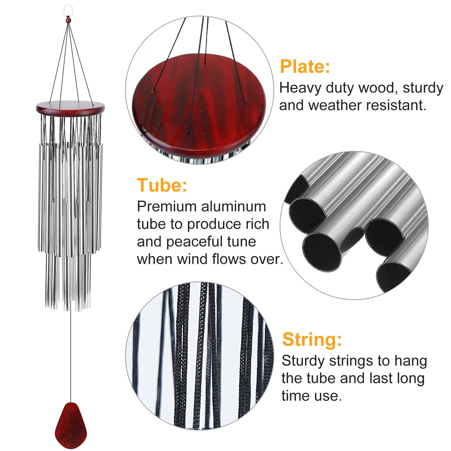 27 Tubes 36in Wind Chimes Indoor Outdoor Smooth Melodic Tones Wind Chime Ornament For Garden Patio Yard Porch Balcony
