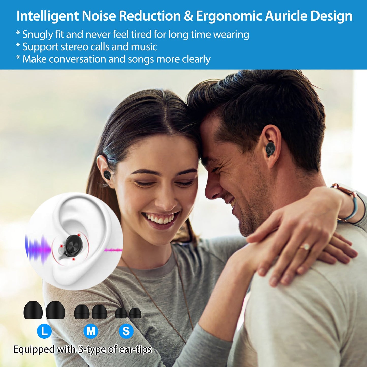 Wireless 5.1 TWS Earbuds In-Ear Stereo Headset Noise Canceling Earphone w/Mic Magnetic Charging Dock For Driving Working Travelling