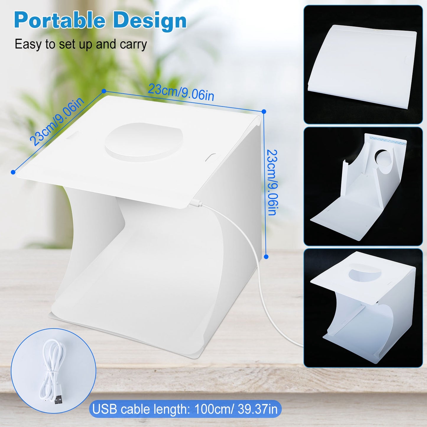 Mini Photo Studio Box Photography Shooting Light Tent Kit with 6 Color Backdrops 20LED Beads