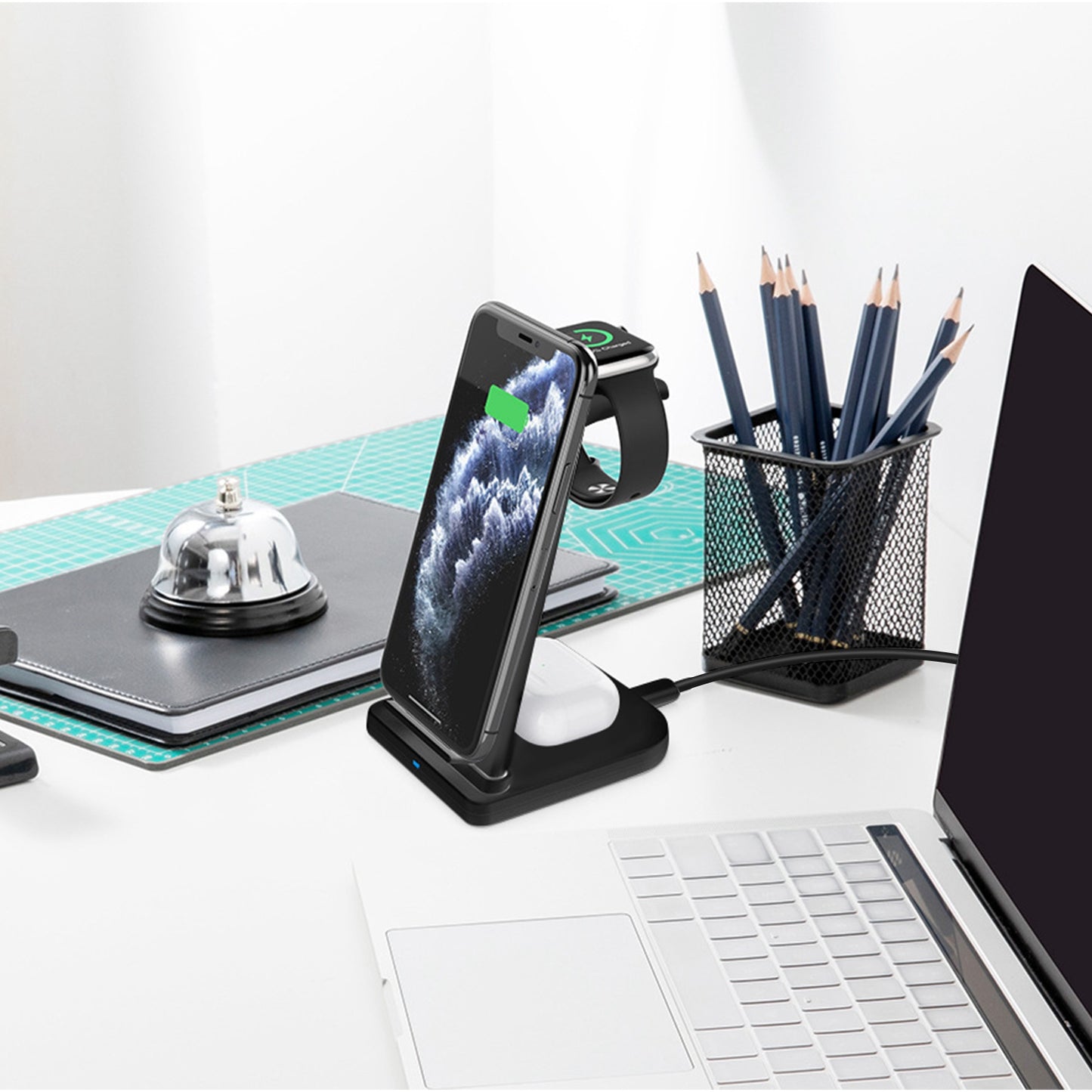 Wireless Qi Enabled Charger Dock 15W Fast Charging Station For iPhone Apple iWatch Series 6/5/4/3/2/1 AirPods 2 AirPods Pro