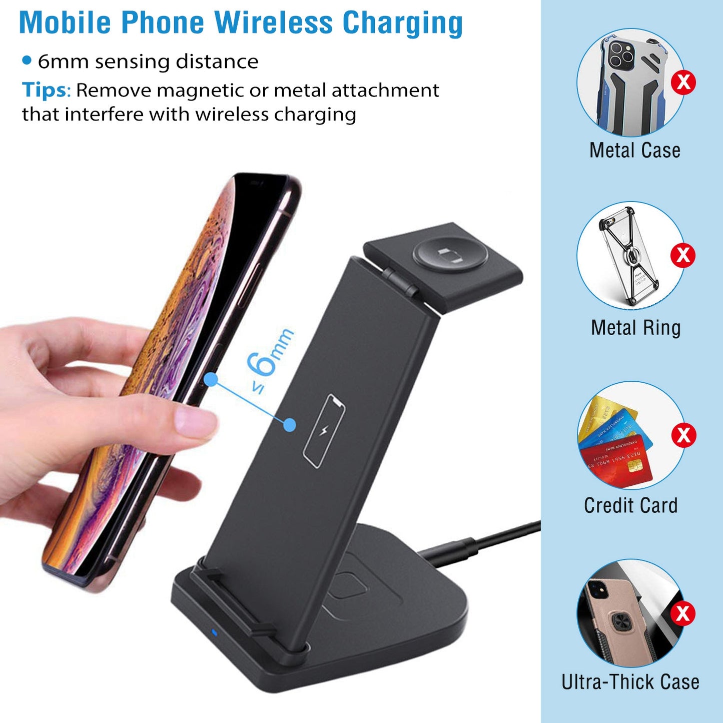Wireless Qi Enabled Charger Dock 15W Fast Charging Station For iPhone Apple iWatch Series 6/5/4/3/2/1 AirPods 2 AirPods Pro