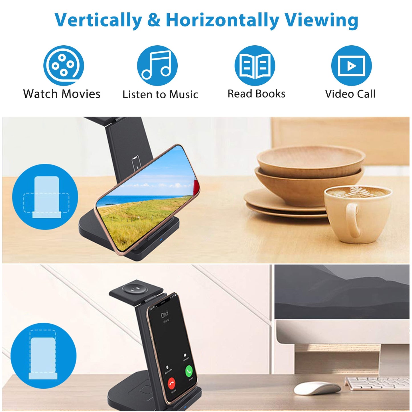 Wireless Qi Enabled Charger Dock 15W Fast Charging Station For iPhone Apple iWatch Series 6/5/4/3/2/1 AirPods 2 AirPods Pro