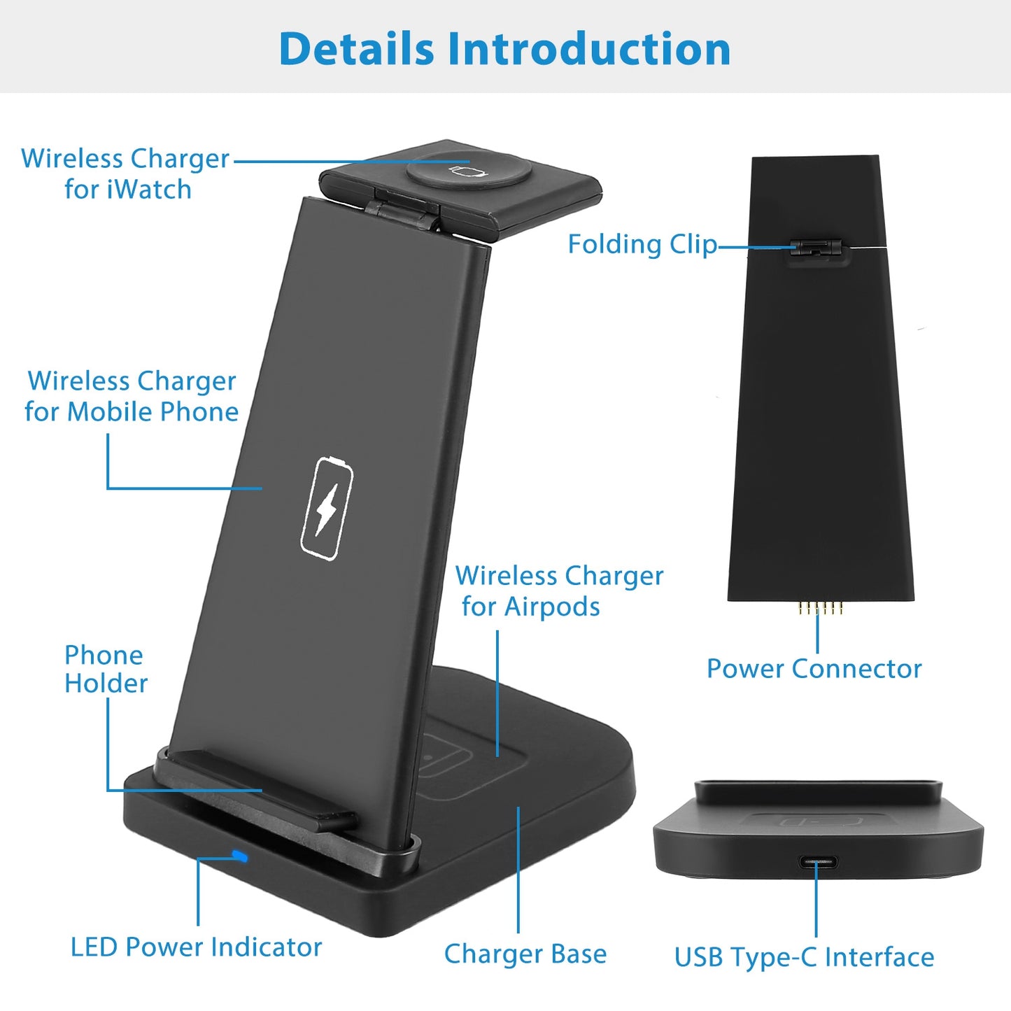 Wireless Qi Enabled Charger Dock 15W Fast Charging Station For iPhone Apple iWatch Series 6/5/4/3/2/1 AirPods 2 AirPods Pro
