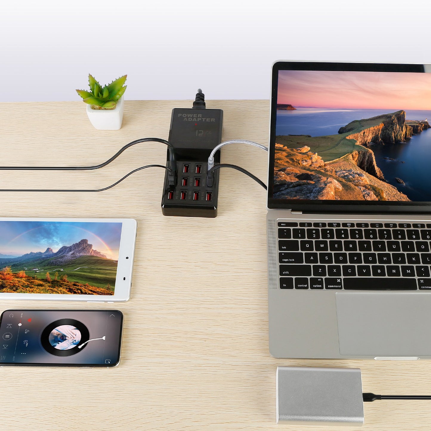 Multi 12 Port USB Charging Station Hub 60W Desktop USB Hub Multiple USB Charger Fast Charge For iPod iPhone