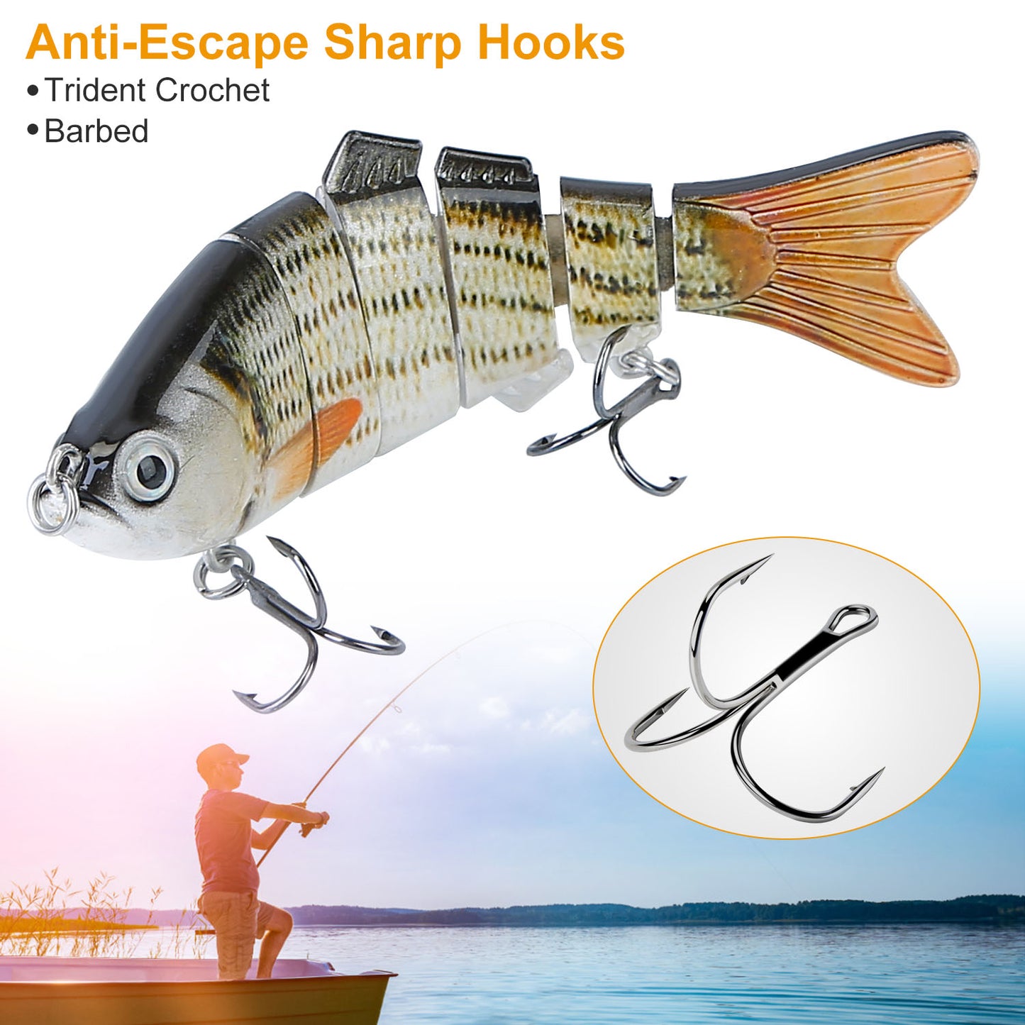 4Pcs 10cm/20g Bass Fishing Lure 6 Segment Multi Jointed Lifelike Fish Lures Sinking Wobbler Swim Bait For Freshwater Saltwater Fishing
