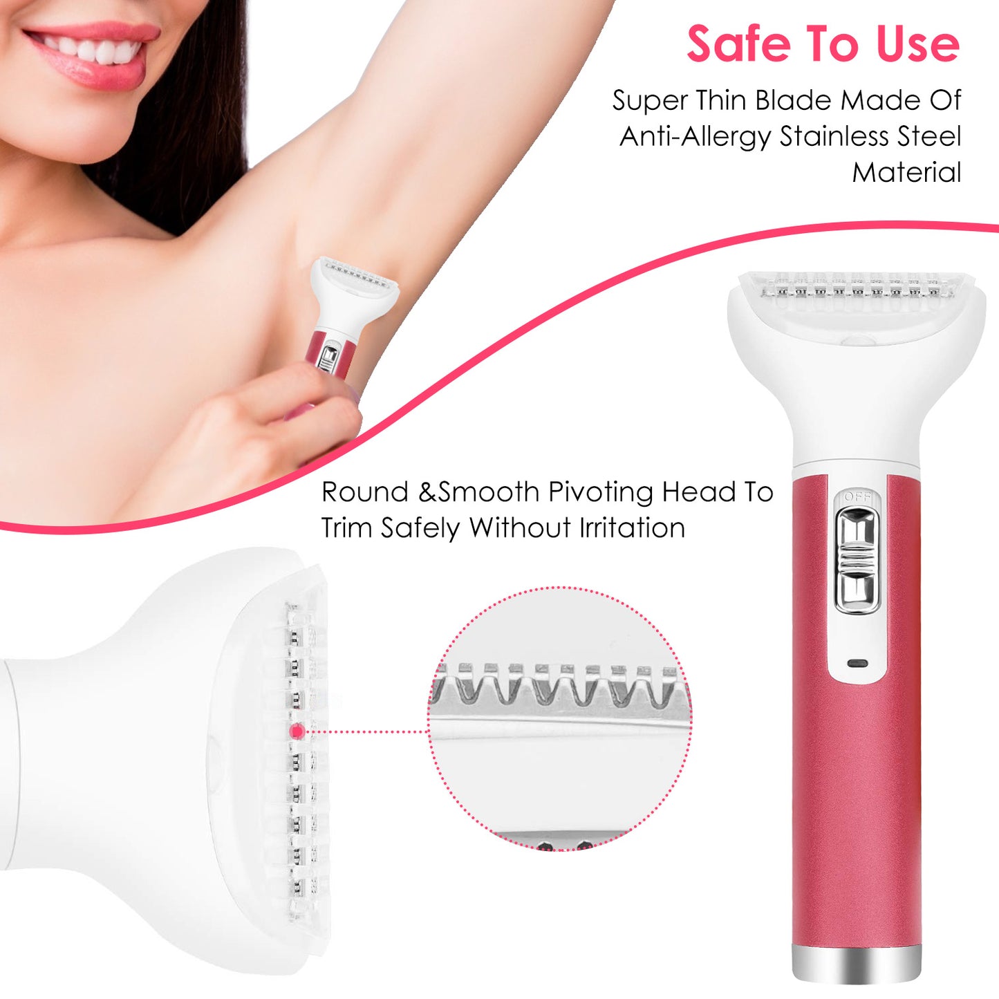 5 In 1 Lady Electric Razor Painless Hair Removal Eyebrow Nose Cordless Shaver Set