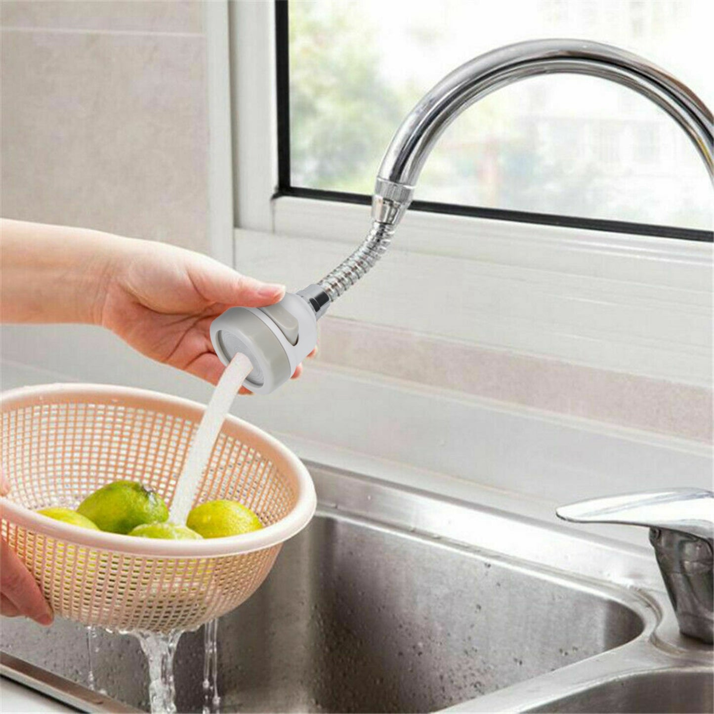 Movable Kitchen Tap Head 360Degree Rotatable Swivel Water-Saving Faucet Anti-Splash Sink Tap Head with 3 Modes