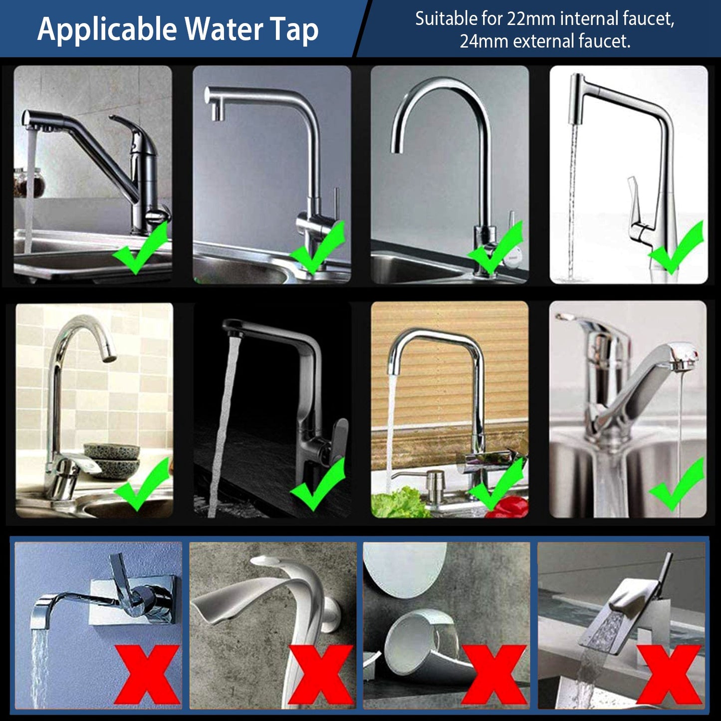 Movable Kitchen Tap Head 360Degree Rotatable Swivel Water-Saving Faucet Anti-Splash Sink Tap Head with 3 Modes