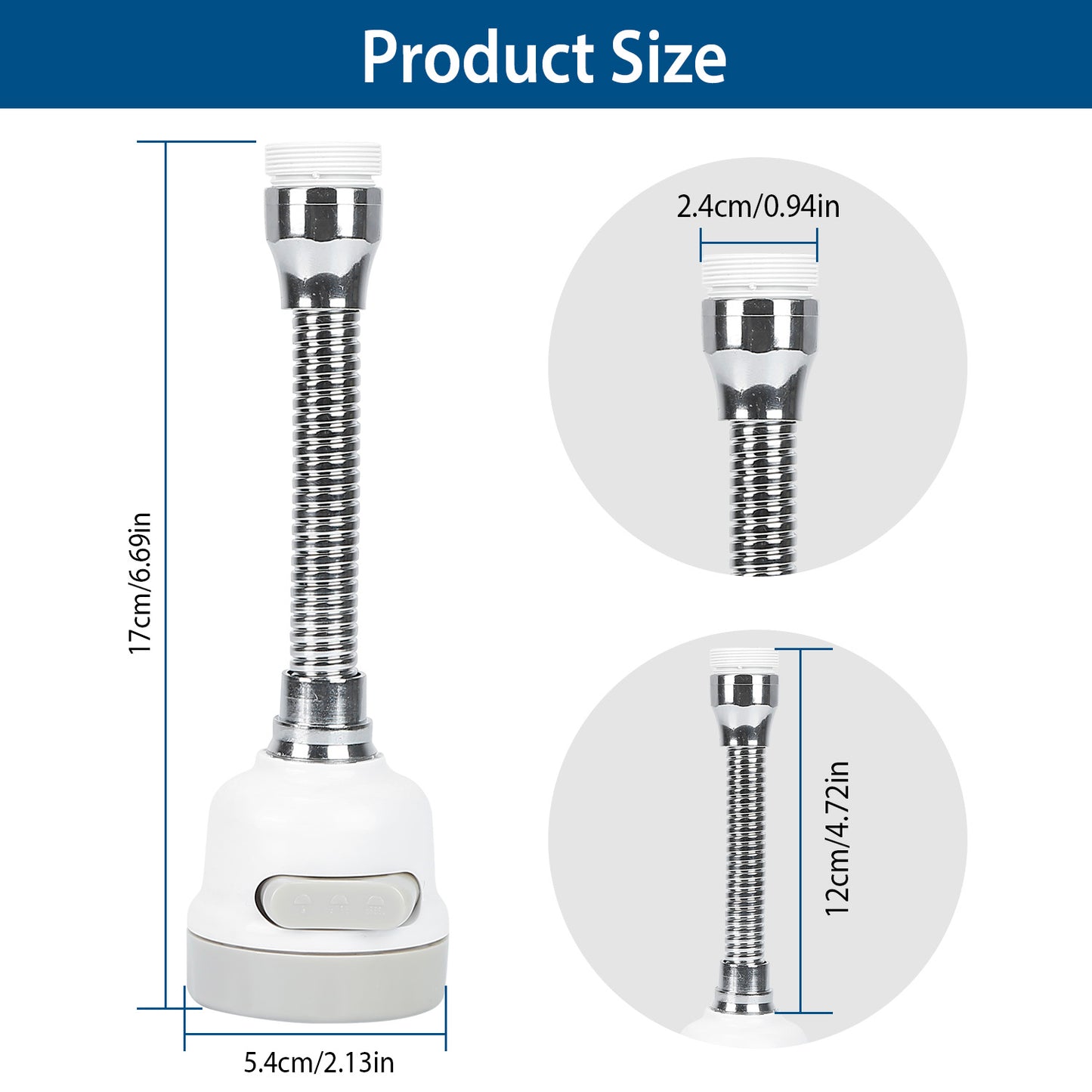 Movable Kitchen Tap Head 360Degree Rotatable Swivel Water-Saving Faucet Anti-Splash Sink Tap Head with 3 Modes
