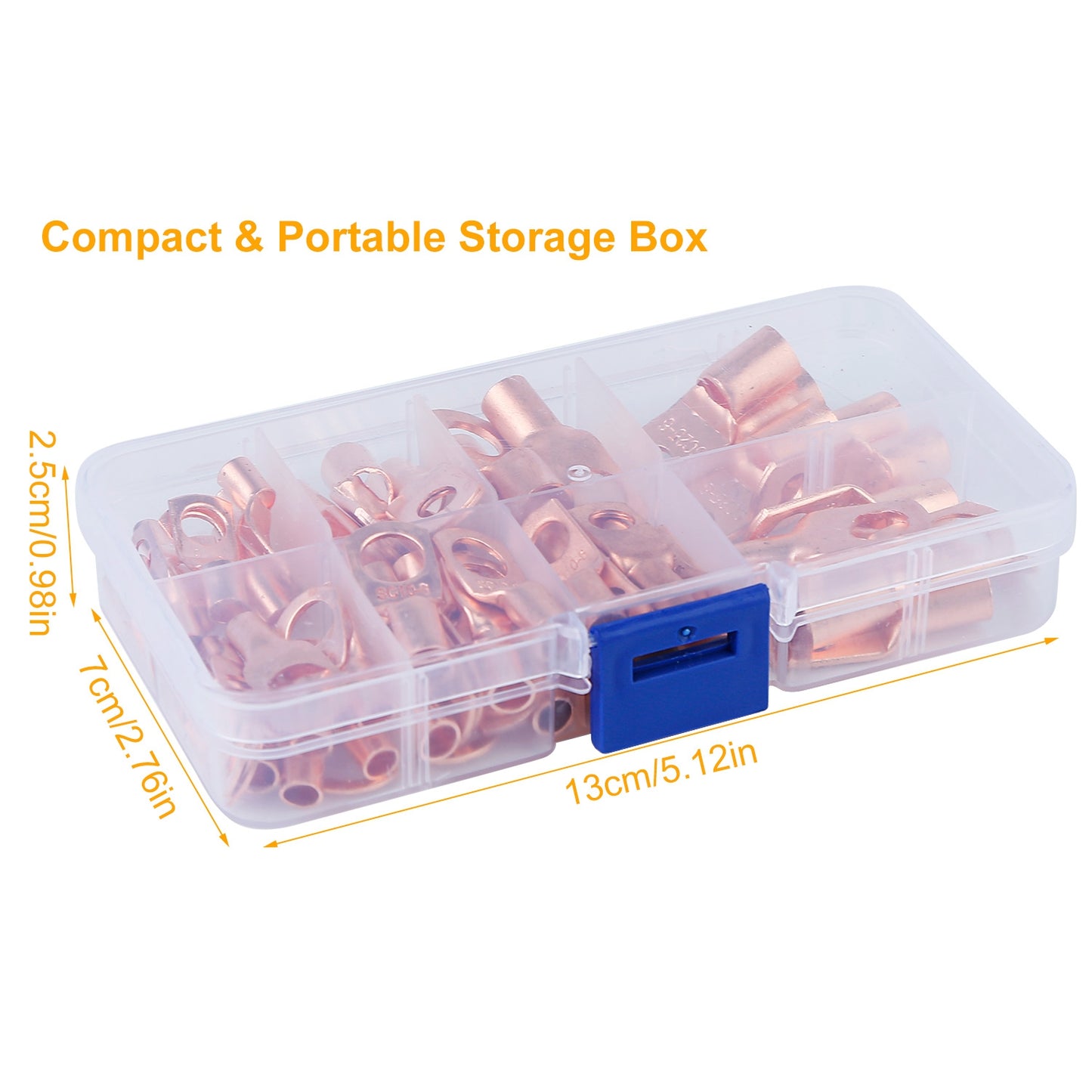 60Pcs Battery Bare Copper Ring Lug Terminals SC Battery Welding Connector Set Wire Gauge SC6-25 Kit