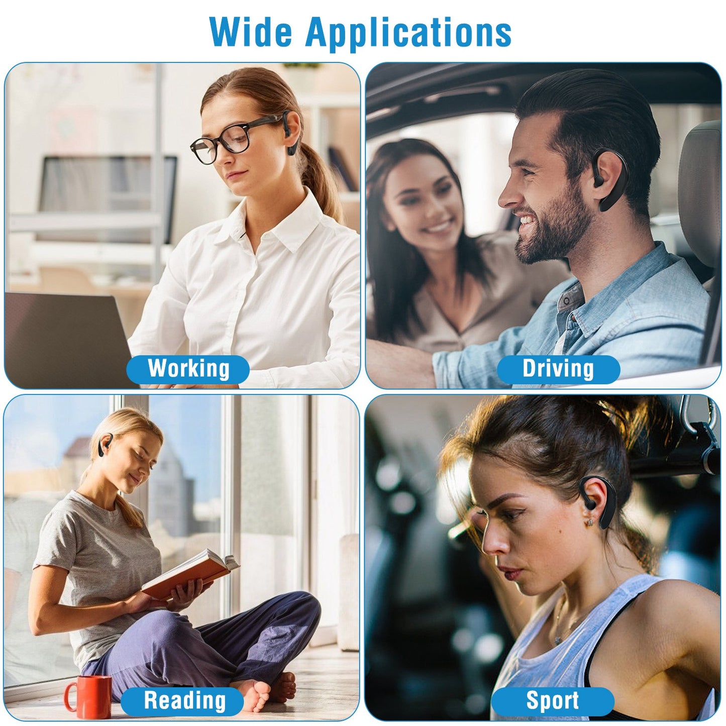 Wireless V5.0 Earpiece Noise Cancelling Driving Earbuds 180 Degree Rotatable Left Right Ear Fit Earphone For Business Driving Running