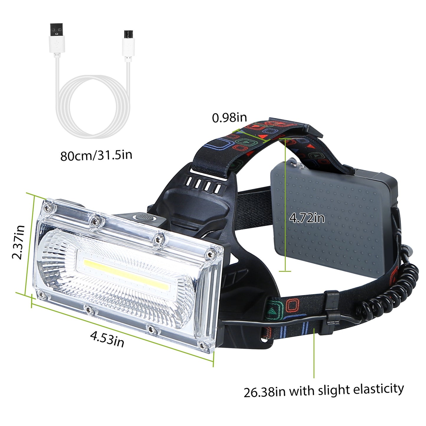 20000LM LED Work Headlamp 3 Lighting Modes Rechargeable Headlights IP65 Waterproof