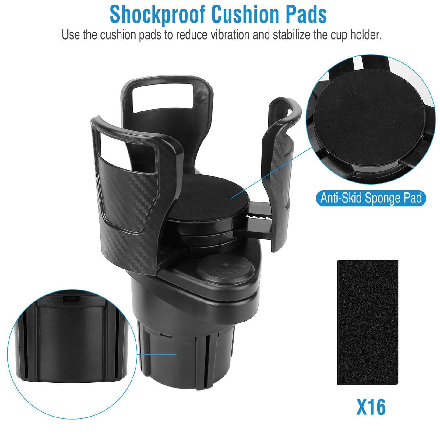 2 In 1 Car Cup Holder Extender Adapter Dual Cup Mount Organizer Holder For Most 20 oz Up To 5.9" Coffee Drinking Bottles