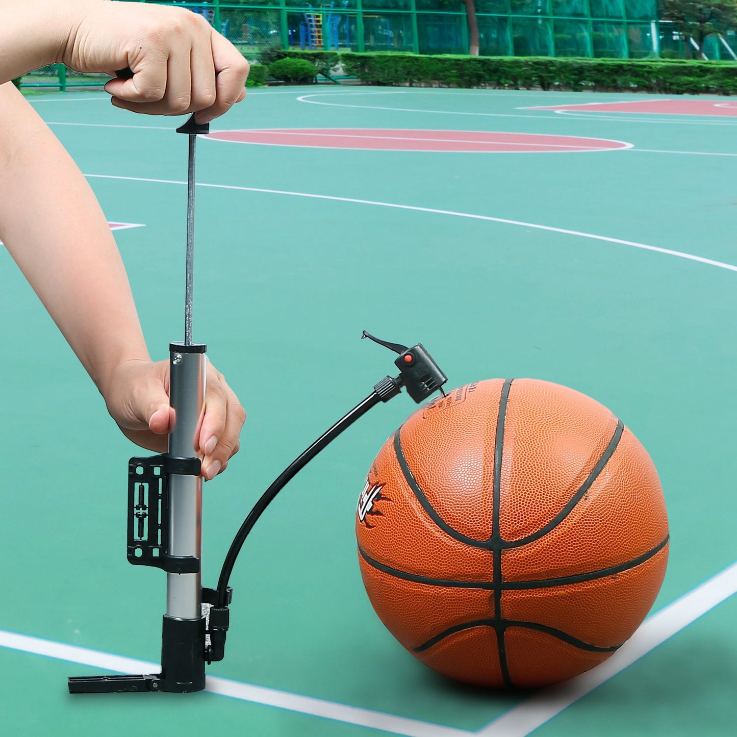 Mini Bike Pump Portable Bicycle Tire Inflator Ball Air Pump w/ Mount Frame For Mountain Road Bike Presta Schrader