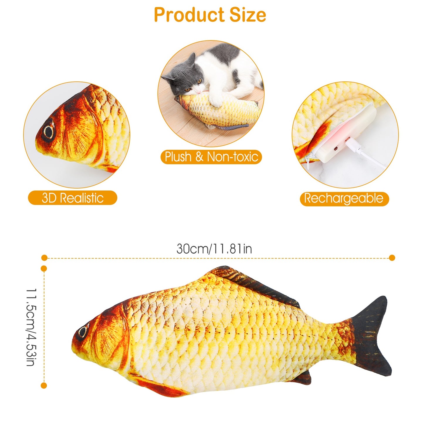2Pcs Electric Moving Fish Cat Toy Realistic Wagging Fish Catnip Kicker Toy Interactive Chew Bite Kick Supplies For Cat Kitten
