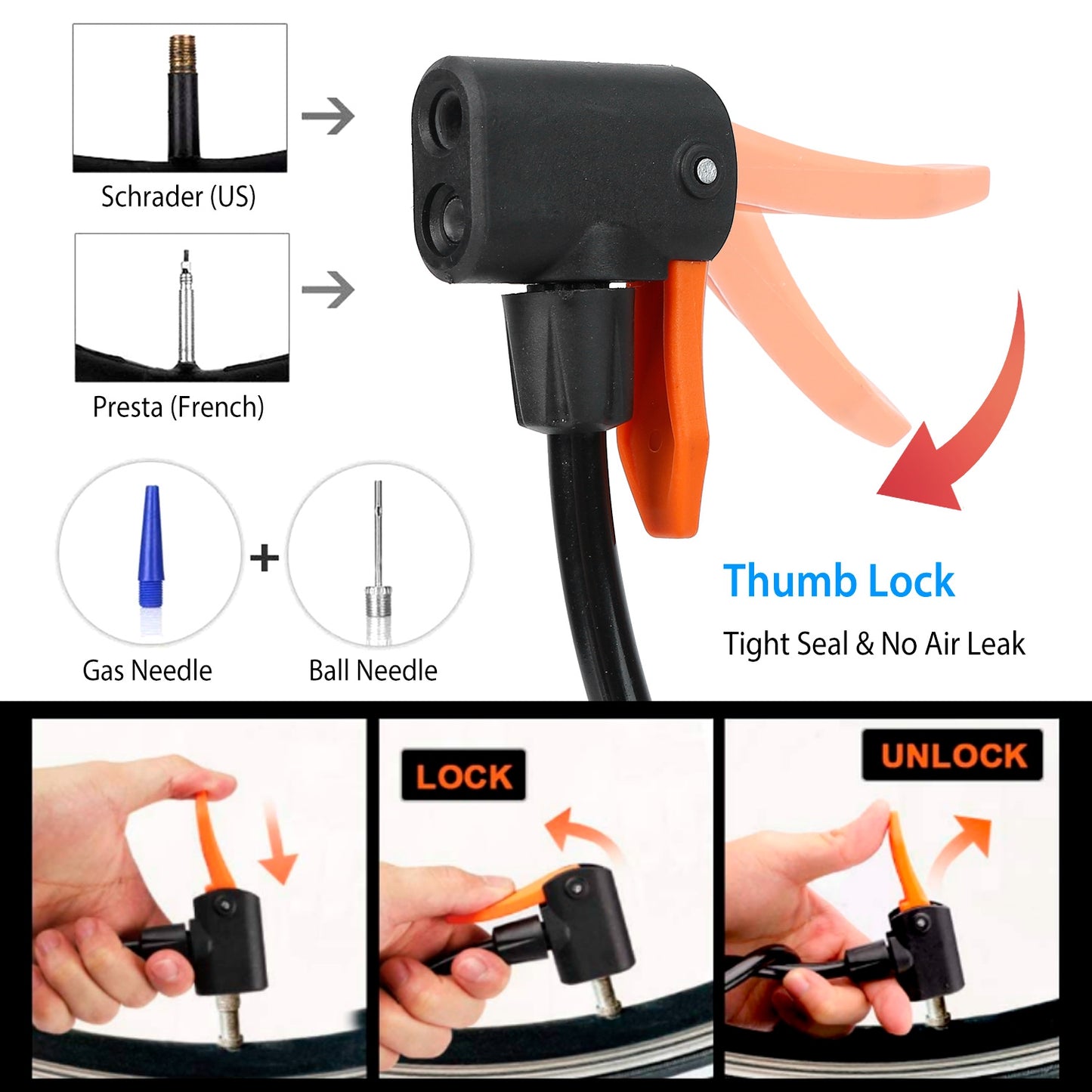 Mini Bike Foot Pump Portable Bicycle Tire Inflator Ball Air Pump Pressure Gauge Tire Air Pump