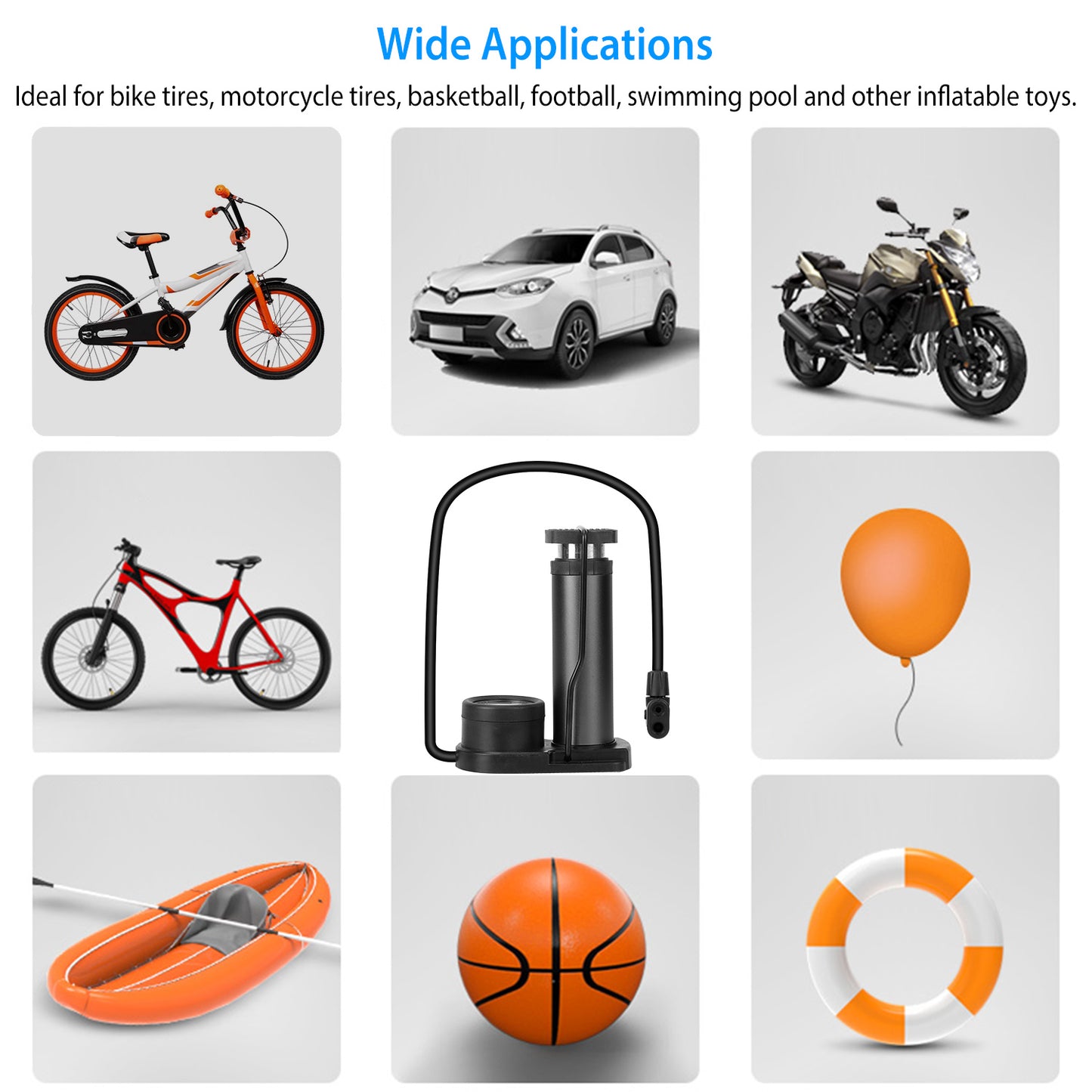 Mini Bike Foot Pump Portable Bicycle Tire Inflator Ball Air Pump Pressure Gauge Tire Air Pump
