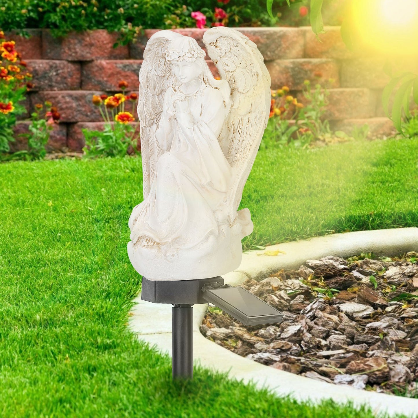 Solar Praying Angel Statue Garden Light LED Decoration Angel Lamp IP65 Waterproof