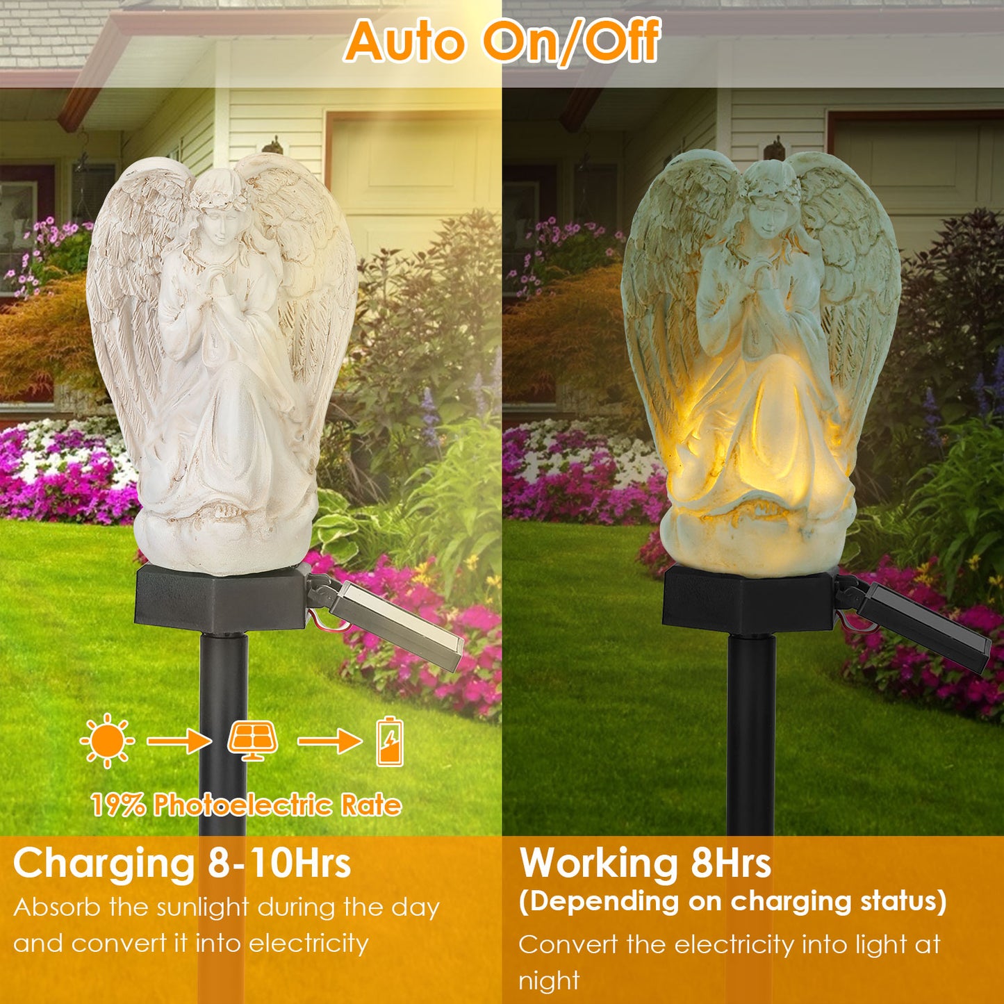 Solar Praying Angel Statue Garden Light LED Decoration Angel Lamp IP65 Waterproof