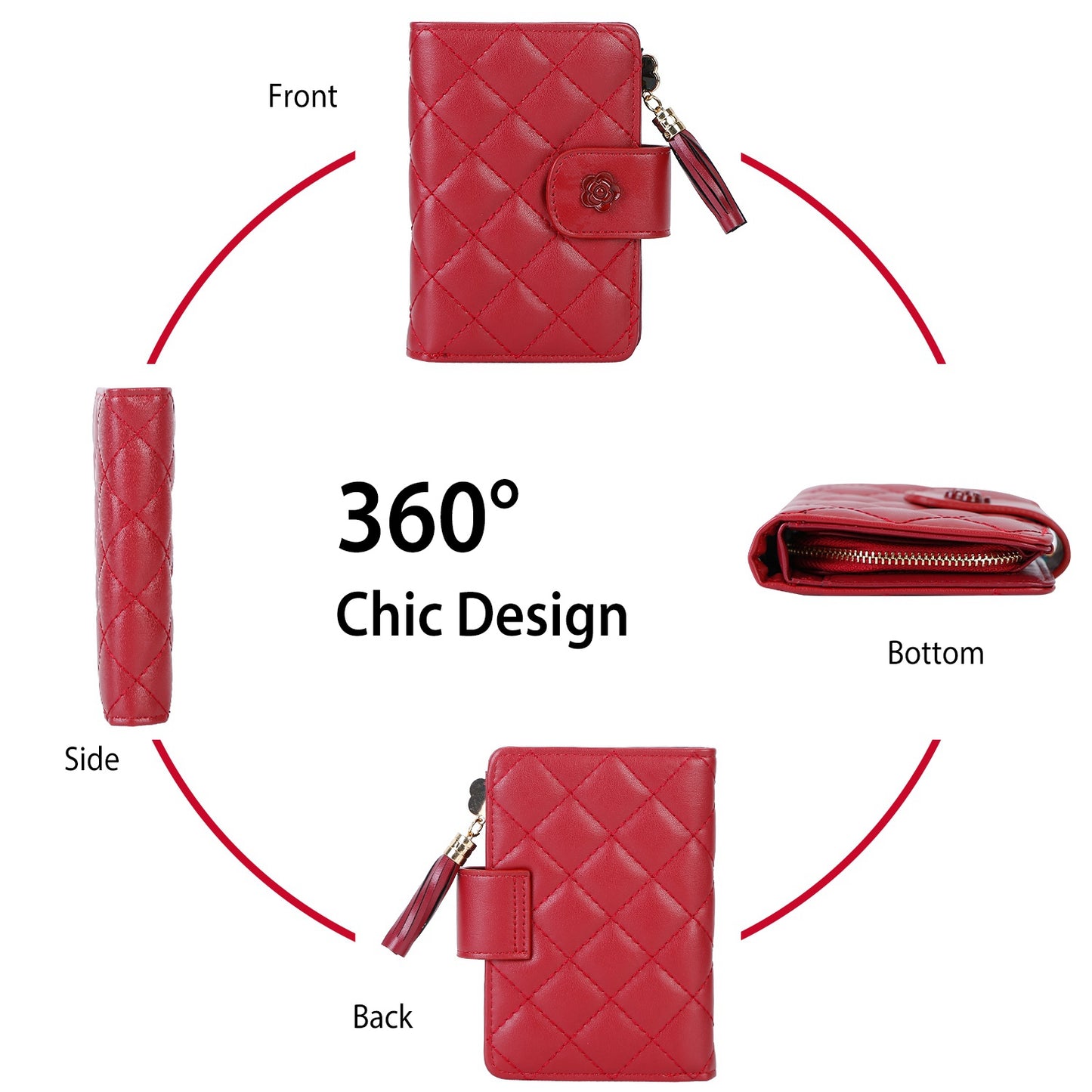 Women Wallet PU Leather Lady Clutch Case Credit Card Holder ID Card Window Coin Purse