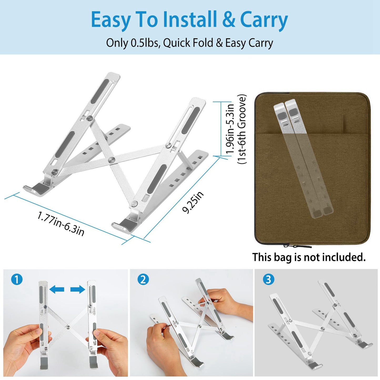 Laptop Riser Stand Lifter Foldable Aluminum Desktop Phone Holder Stand Angle Height Adjustable