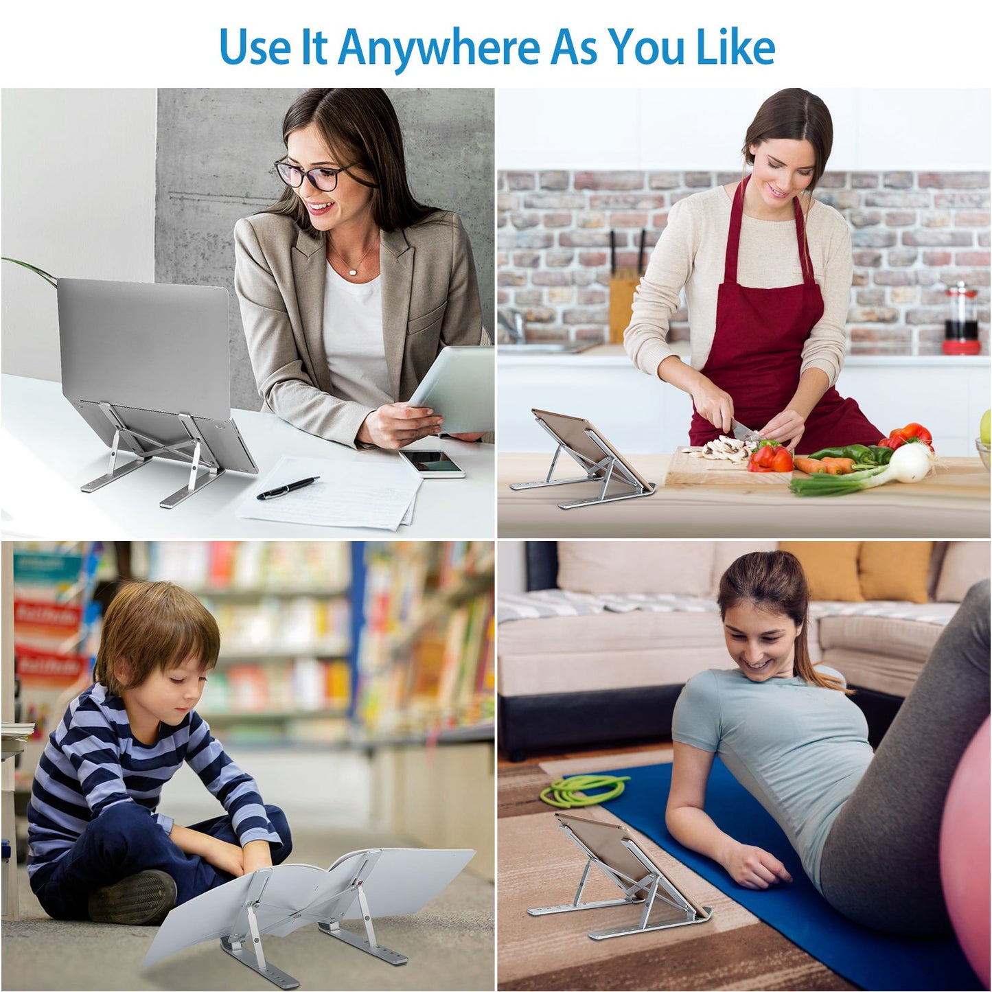 Laptop Riser Stand Lifter Foldable Aluminum Desktop Phone Holder Stand Angle Height Adjustable