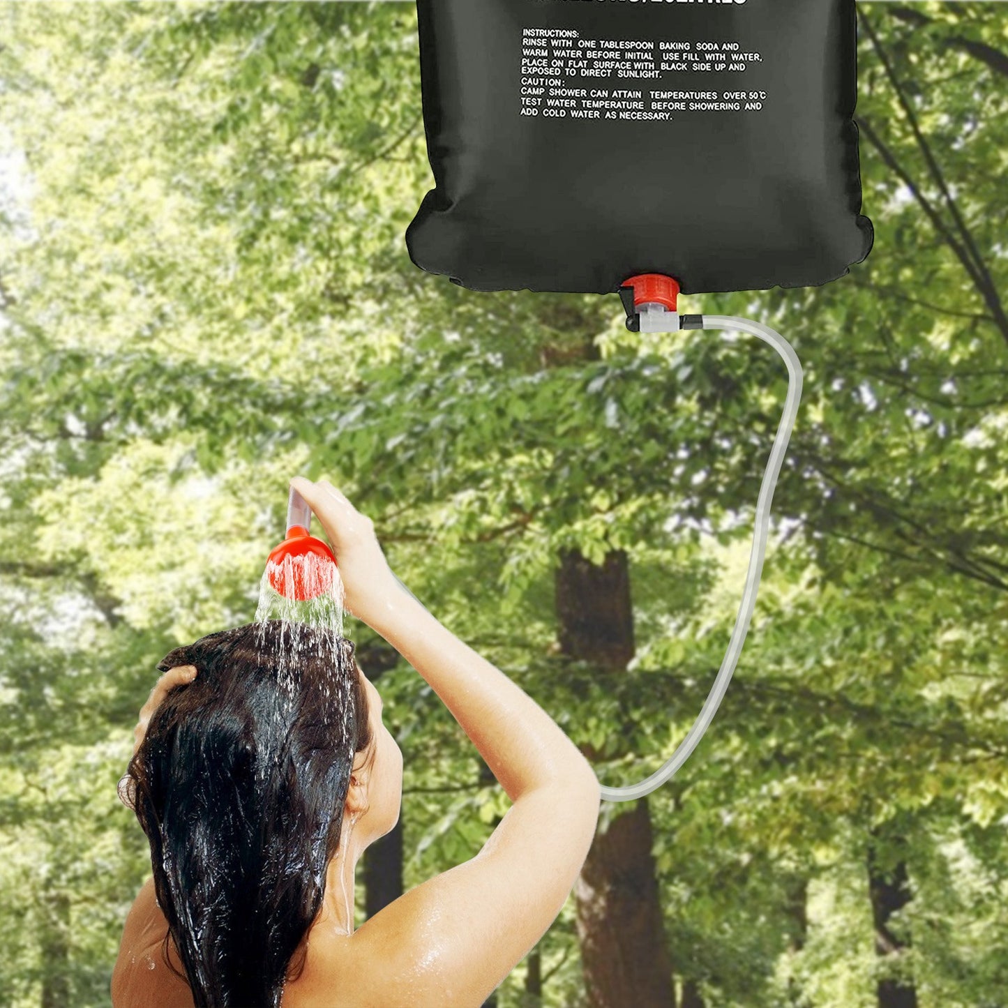 Portable Solar Heated Shower Bag Camping Shower Bath Water Bag 5 Gallons w/ On-Off Switchable Shower Head